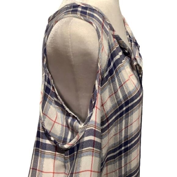 KENNETH COLE REACTION PLAID COLD SHOULDER TUNIC TOP Sz S ( fits like a M) - Picture 10 of 10